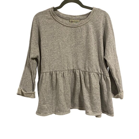 Anthropologie Saturday Sunday Colleen Babydoll Peplum Sweatshirt‎ Heathered Gray - Picture 1 of 9